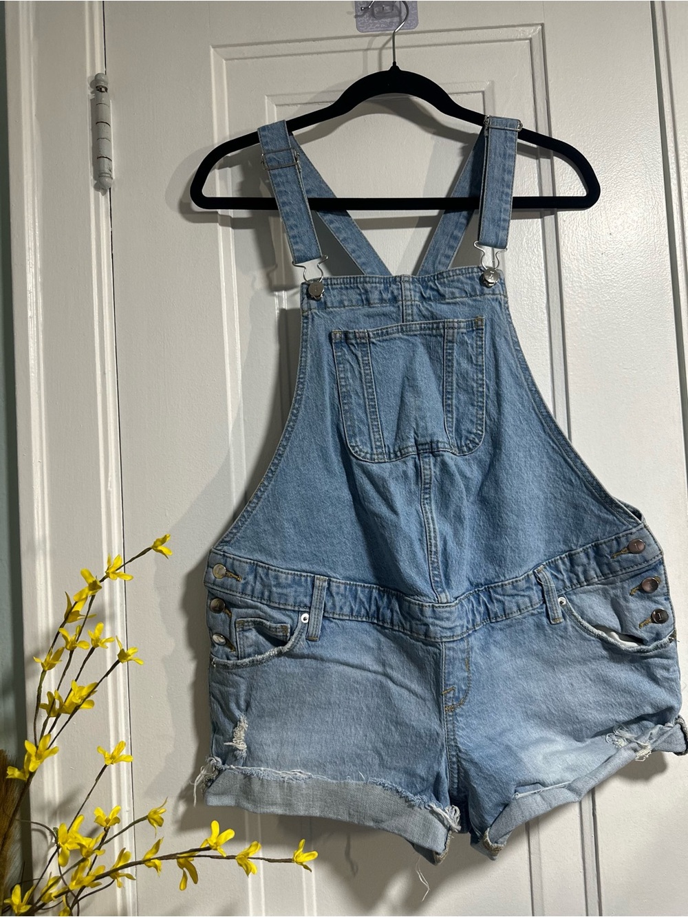 Isabel Maternity by Ingrid & Isabel Light Blue Denim Short Overalls